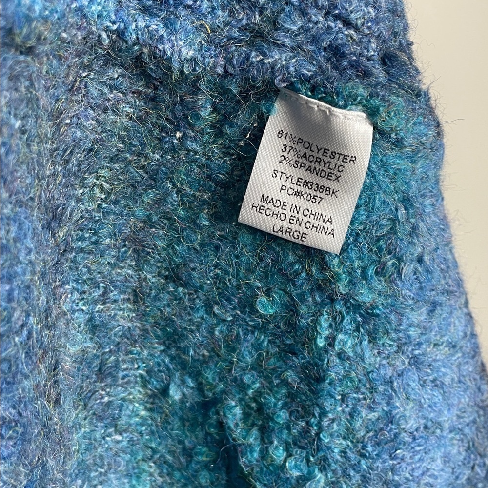 AEMI+CO | Women’s Blue Soft Fuzzy Ombre Longline Cardigan Size Large NWT - Picture 4 of 5